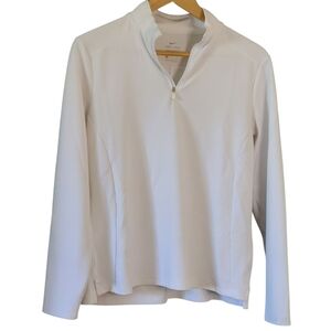 Nike White Half-Zip Long Sleeve Top